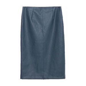 Zara Navy Leather Pencil Skirt